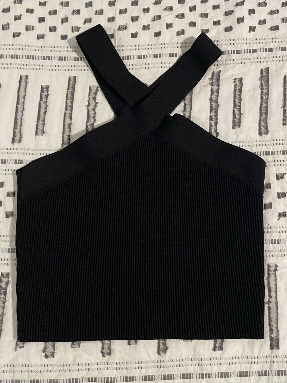 Black Ribbed Halter Crop Top
